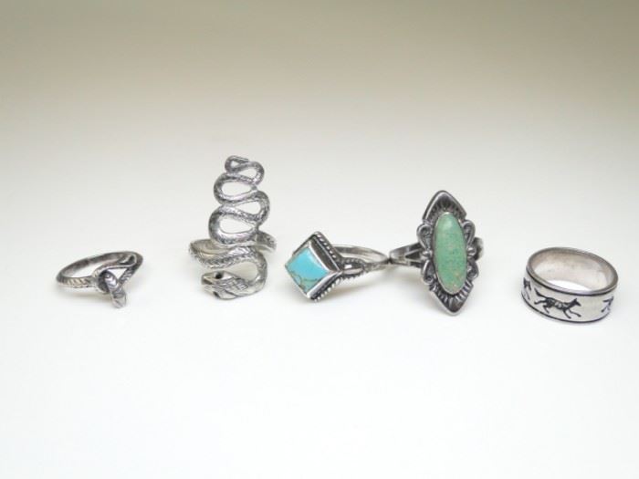 Sterling Silver Native American Rings (5)