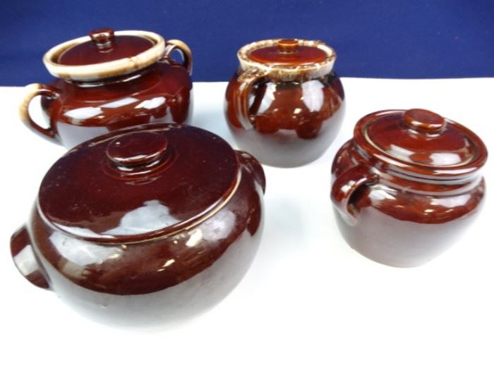 Glazed Pottery Jars w Lids (4)