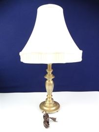 BrassColored Metal Lamp with Decorative Shade