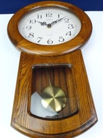 Dark Wood Wall Hanging Pendulum Pearl Quartz Clock