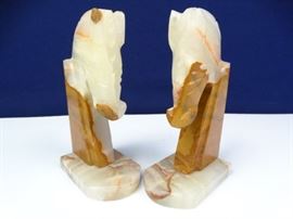 Heavy, Matching Marble Horse Book Ends (2)