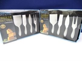 Sets of Four Stainless Steel Cheese Knives (2)