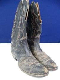 Nocona Black Leather PullOn Western Cowboy Boots