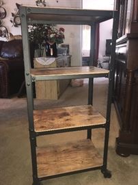 Wood and Metal Rolling Cart 