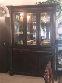 Beautiful Light Up China Hutch with built in silverware holder 