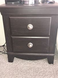 Two espresso Nightstands with matching tall dresser 