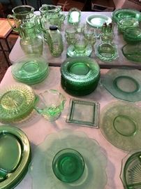 green depression glass