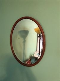 antique oak beveled mirror