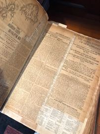 Scrapbook of newspaper clippings from late 1800s