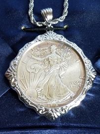 Silver Eagle Fine Silver Pendant & Chain Set https://ctbids.com/#!/description/share/104893