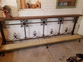 Antique iron/wood/velvet church kneeler