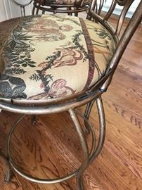 SET OF 4 COUNTER HIGH CHAIRS WITH ANIMAL PRINT UPHOLSTERED SEATS 