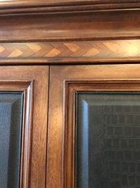MATCHING BOB MACKIE LEATHER AND WOOD STORAGE ARMOIRE