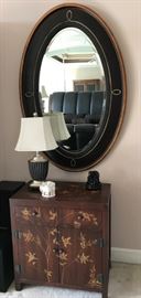 ASIAN INFLUENCE CABINET AND WALL MIRROR