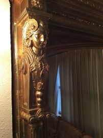 Top left of antique mirror