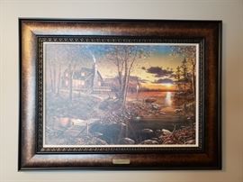 Jim Hansel canvas print "Comforts of Home" approximately 58" at the diagonal (including the frame)
