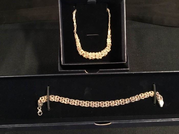 Stauer 18K Gold Over Sterling Byzantine Necklace and Bracelet