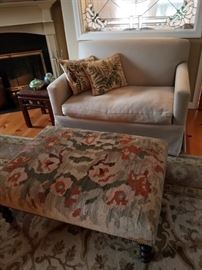 Edward Ferrell loveseat, George Smith kilim ottoman