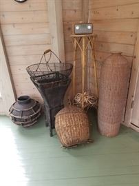 Assorted antique Asian baskets/urns