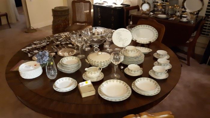 Limoges luncheon set, Waterford Shiela Hock Wines