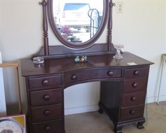 antique dresser in garage