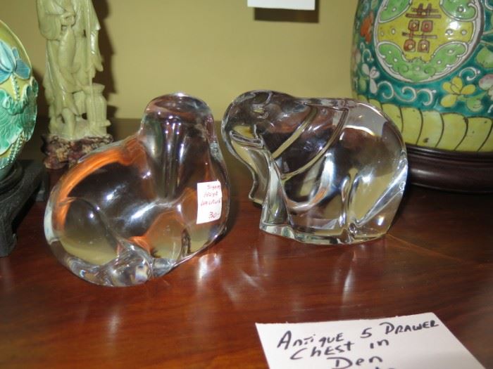 very heavy Hoya crystal walrus and elephant