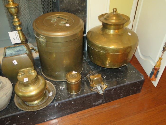 large brass container pots