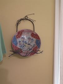 rare imari plate and holder