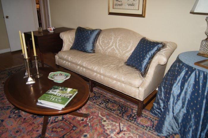 Chippendale style camel back sofa