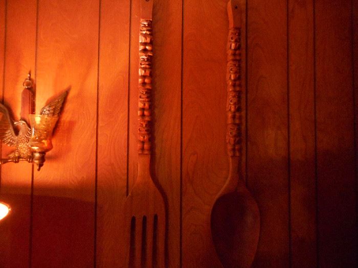 Large Wood Spoon and Fork Wall hangers
