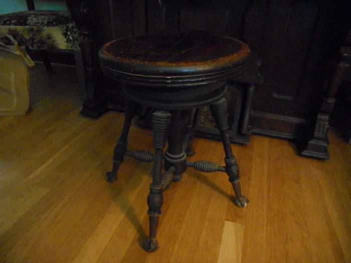 Organ Stool with glass ball and claw feet