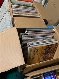 Collection of vintage records and albums.  