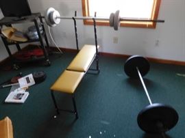 weight set  and  bar  bells,stand  on  wheels
