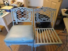 two  metal  blue  chairs