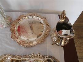 silverplate  pitcher and  serving  tray