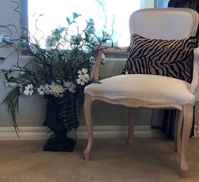 Accent Chair and Floral Centerpiece