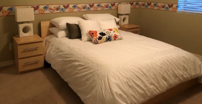 Ikea Bedroom: Bed, 2 Nightstands, Shelf, Desk, Desk Chair, 3-Drawer Dresser, Table Lamps, Bedding...