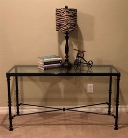 Metal & Glass Sofa Table, Accent Lamp...