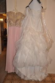 Beautiful wedding dress and formal dusty rose dress