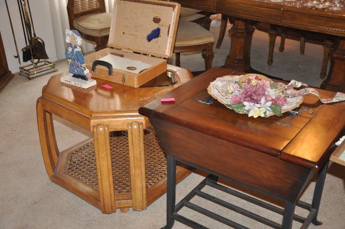 End table, coffee table, and oil painting set