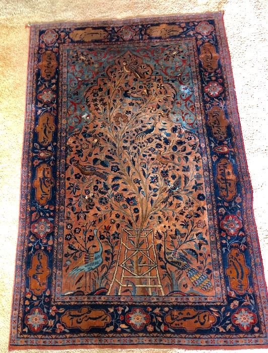Lovely small Persian rug (very tight weave) 3' x 2.5' by sight/memory