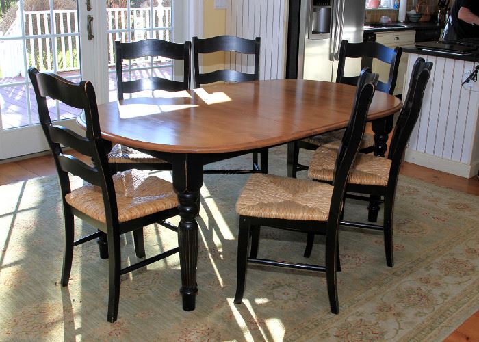 Distressed Black Dining Table and 6 Chairs