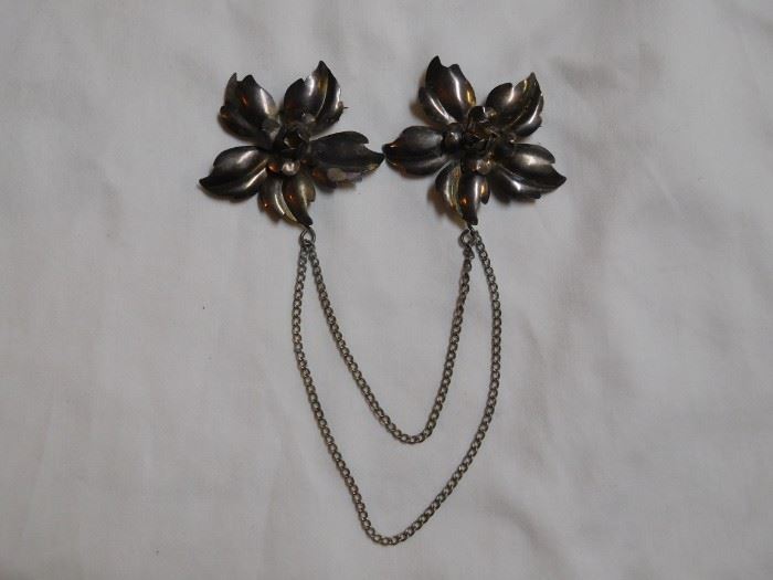 Sterling Floral Sweater Brooch