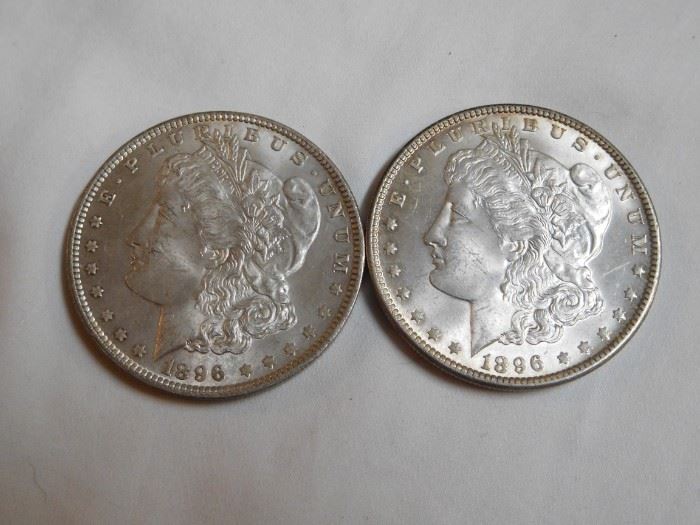 2 - 1896 Morgan Silver Dollars