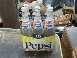 Antiuqe Pepsi bottles glass 6 with cardbourd car ...