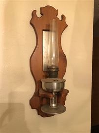 vintage oil lamp with mirror wall stand