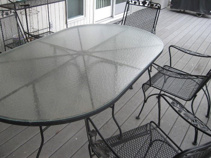 Wrought Iron Glass Top Table with Chairs...
