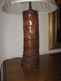 Hand Carved Wood Lamp...