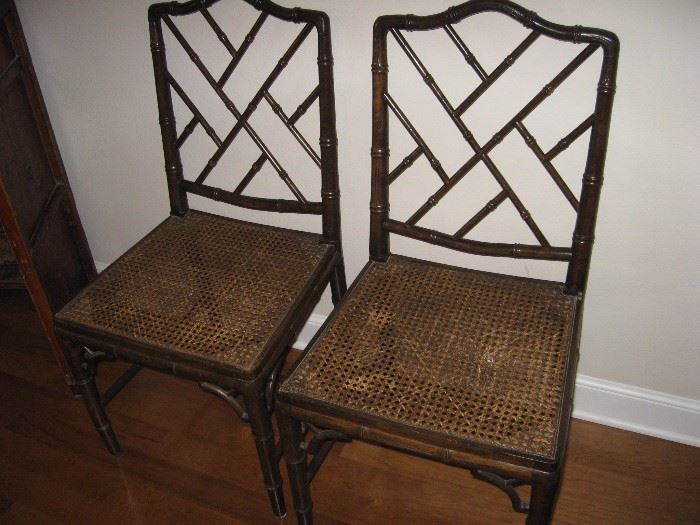 Two Bamboo Side Chairs...