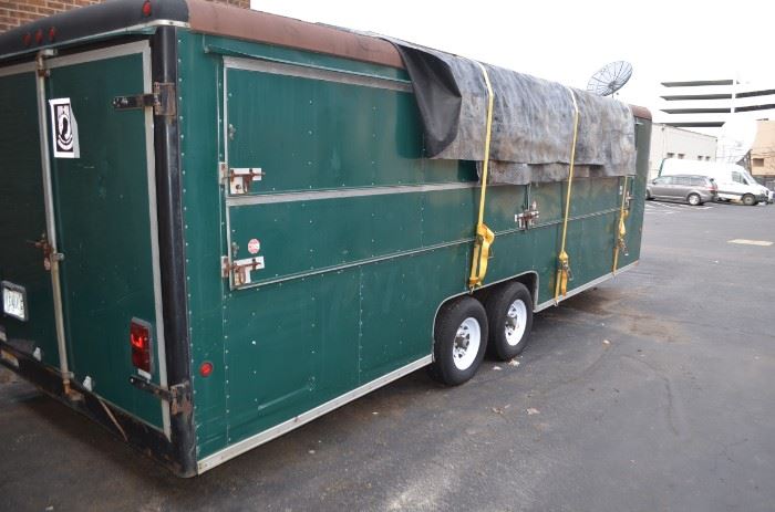 Wells Cargo Vending Trailer- Side opening doors for vending. 24 ft of floor space. 2 and 5/16 tag along bumper pull hitch. Needs Roof Repair. Ideal for vending and storage. Recently inspected. New wheels and tires $4,800